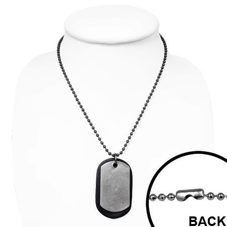 Metal Alloy & Black Leather Dog Tag with Chain-Free Engraving